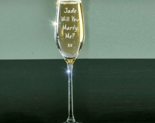 Engraved champagne flute